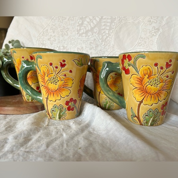 Maxcera Paisley Wax Print Set 4 Mugs 5” tall, 5 1/2” wide | they are stunning! - Picture 2 of 5